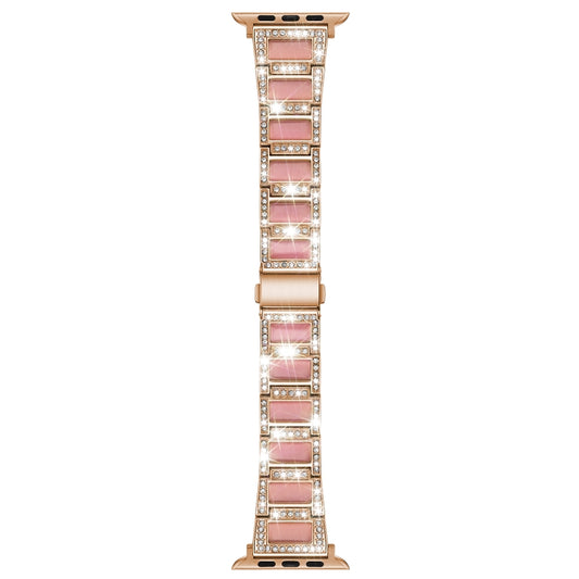 22mm Metal Opal Watch Band For Apple Watch Ultra 49mm&Watch Ultra 2 49mm / Series 9&8&7 45mm / SE 3&SE 2&6&SE&5&4 44mm / 3&2&1 42mm(Rose Gold+Pink) by bashfashion
