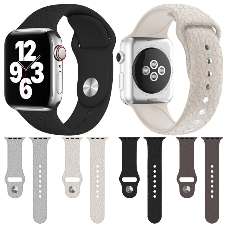 Leopard Embossing Silicone Watch Band For Apple Watch Series 9&8&7 41mm / SE 3&SE 2&6&SE&5&4 40mm / 3&2&1 38mm(Cocoa) by bashfashion