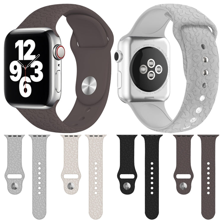 Leopard Embossing Silicone Watch Band For Apple Watch Ultra 49mm&Watch Ultra 2 49mm / Series 9&8&7 45mm / SE 3&SE 2&6&SE&5&4 44mm / 3&2&1 42mm(Cocoa) by bashfashion