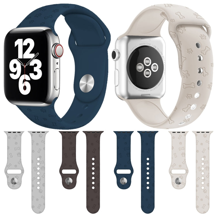 Dog Paw Embossing Silicone Watch Band For Apple Watch Ultra 49mm&Watch Ultra 2 49mm / Series 9&8&7 45mm / SE 3&SE 2&6&SE&5&4 44mm / 3&2&1 42mm(Blue) by bashfashion