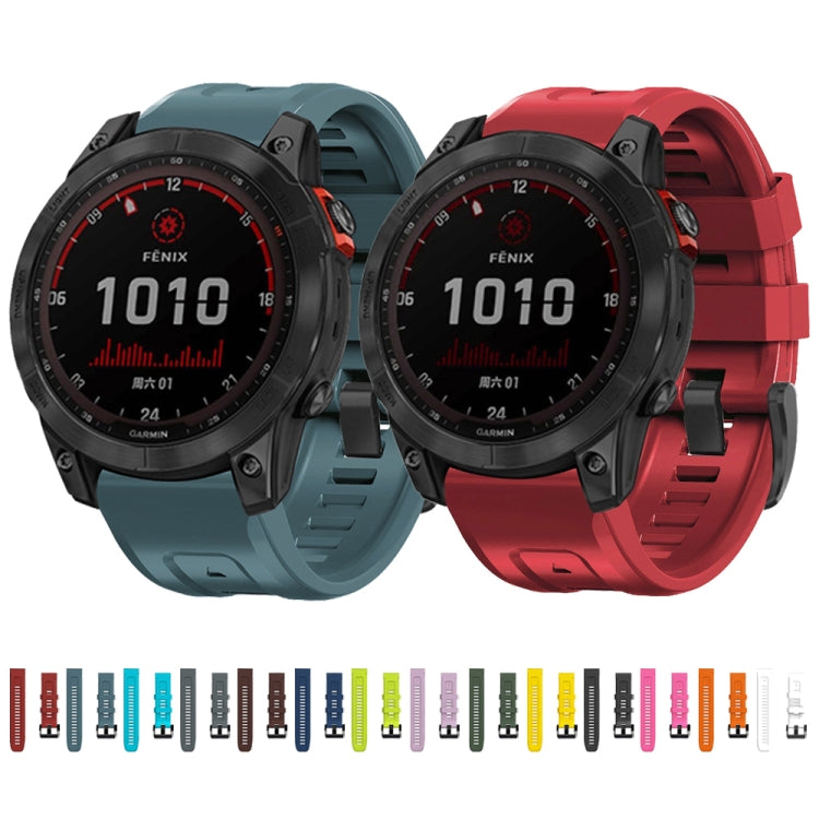 For Garmin Fenix 7X / 6X / 5X 26mm Black Buckle Silicone Watch Band(Dark Red) by bashfashion