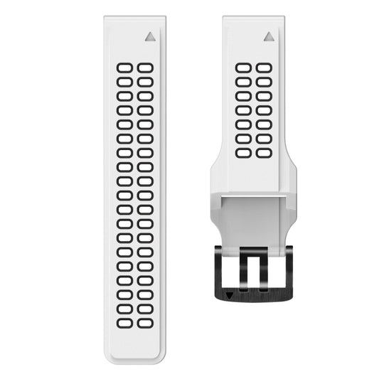 For Garmin Fenix 6 Quick Release Double Row Silicone Watch Band(White Black) by bashfashion