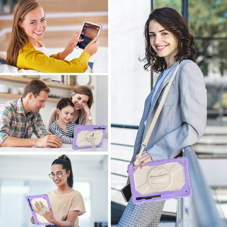 For Samsung Galaxy Tab S8+ 12.4 inch SM-X800 / SM-X806 Contrast Color Robot Shockproof Silicone + PC Tablet Case(Lotus Root Purple Beige) by bashfashion