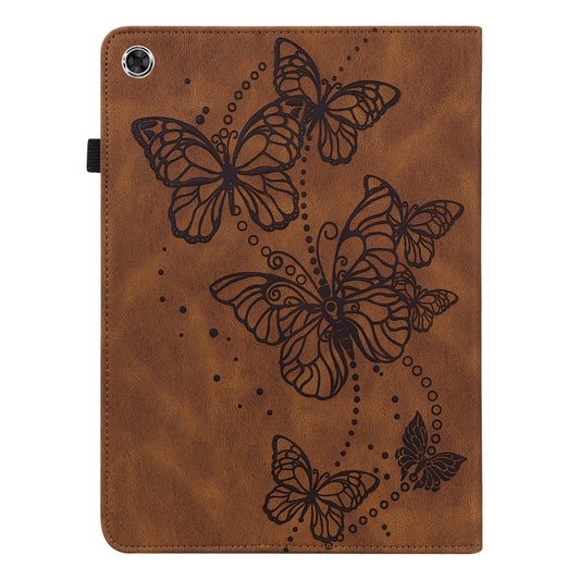 For Samsung Galaxy Tab A8 10.5 2021 Embossed Butterfly Pattern Leather Tablet Case(Brown) by bashfashion