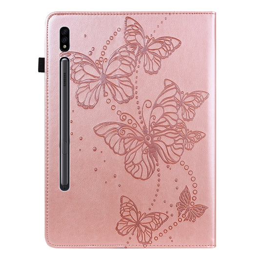 For Samsung Galaxy Tab S8 Embossed Butterfly Pattern Leather Tablet Case(Pink) by bashfashion