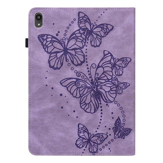 For Lenovo Tab P11 Plus Embossed Butterfly Pattern Leather Tablet Case(Purple) by bashfashion