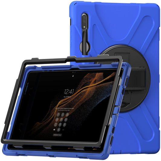 For Samsung Galaxy Tab S8 Ultra X900 Silicone + PC Tablet Protective Case(Blue) by bashfashion