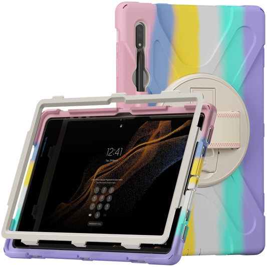 For Samsung Galaxy Tab S8 Ultra X900 Silicone + PC Tablet Protective Case(Colorful Pink) by bashfashion