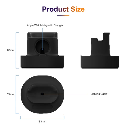 A001 3 In 1 Silicone Charging Holder for iPhone / iWatch / AirPods(Black) by bashfashion