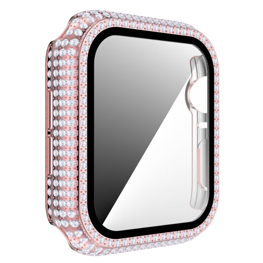 Diamond PC + Tempered Glass Watch Case For Apple Watch Series 6&SE&5&4 44mm(Pink) by bashfashion