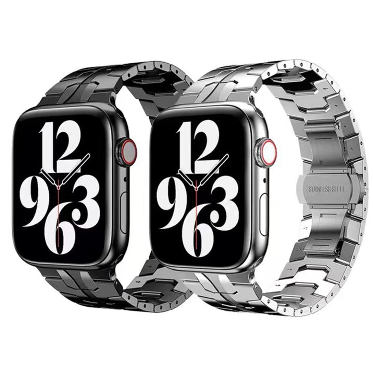 Butterfly Buckle Metal Watch Band For Apple Watch Ultra 49mm&Watch Ultra 2 49mm / Series 9&8&7 45mm / SE 3&SE 2&6&SE&5&4 44mm / 3&2&1 42mm(Black) by bashfashion