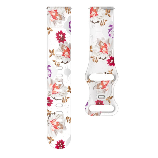 For Samsung Galaxy Watch Active Printing Butterfly Buckle Silicone Watch Band(White Flowers) by bashfashion