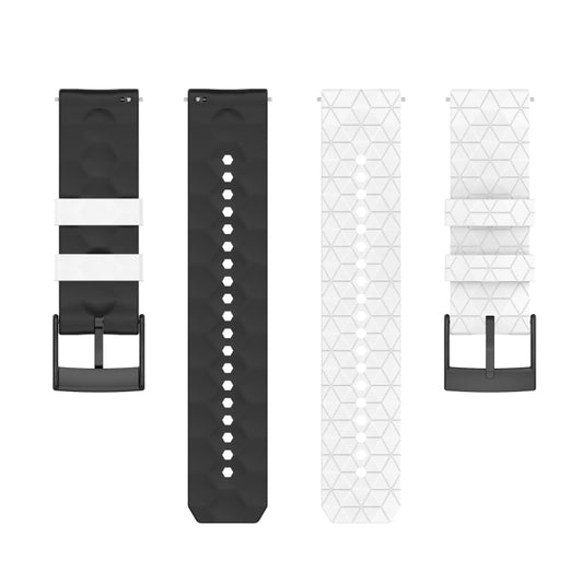 For Suunto 9 Two-color Silicone Watch Band(White Black) by bashfashion