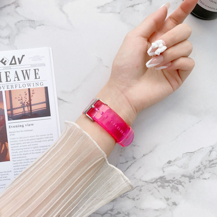 Jelly Transparent Watch Band For Apple Watch Ultra 49mm&Watch Ultra 2 49mm / Series 9&8&7 45mm / SE 3&SE 2&6&SE&5&4 44mm / 3&2&1 42mm(Rose Red) by bashfashion