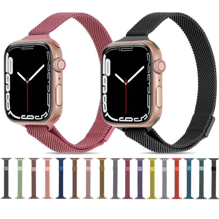 Milanese Small Waist Watch Band For Apple Watch Series 9&8&7 41mm / SE 3&SE 2&6&SE&5&4 40mm / 3&2&1 38mm(Black) by bashfashion