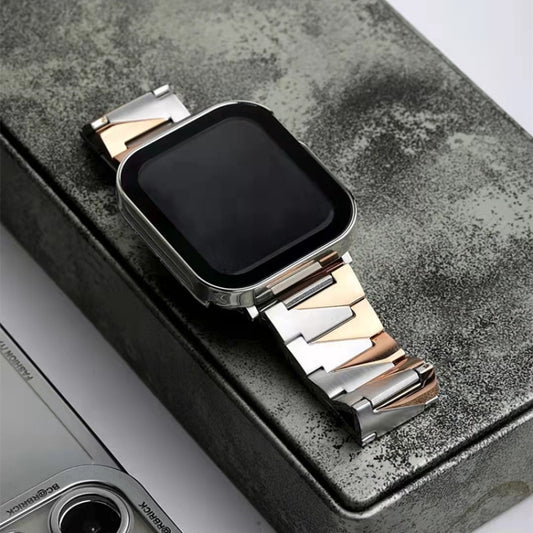 Aluminum Alloy Gear Matte Watch Band For Apple Watch Ultra 49mm&Watch Ultra 2 49mm / Series 9&8&7 45mm / SE 3&SE 2&6&SE&5&4 44mm / 3&2&1 42mm(Silver Rose Gold)