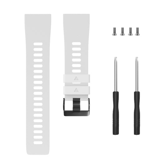 For Garmin Forerunner 35 Black Buckle Silicone Watch Band(White) by bashfashion
