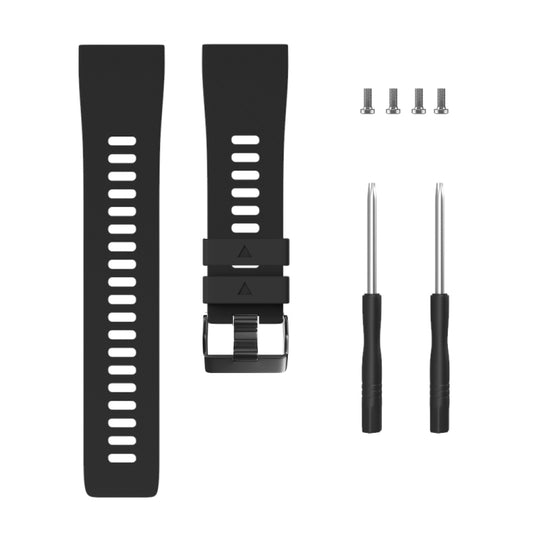 For Garmin Forerunner 35 Black Buckle Silicone Watch Band(Black) by bashfashion