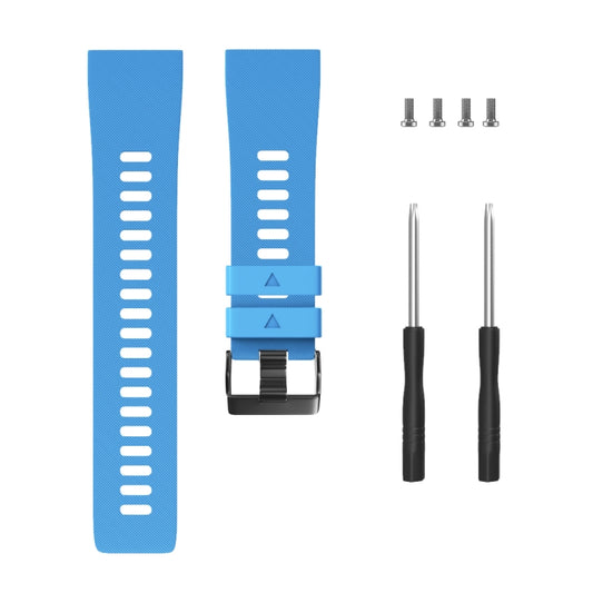 For Garmin Forerunner 35 Black Buckle Silicone Watch Band(Sky Blue) by bashfashion