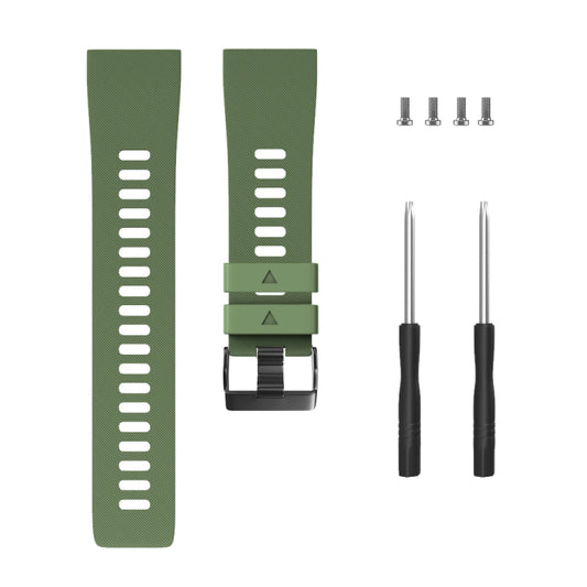 For Garmin Forerunner 35 Black Buckle Silicone Watch Band(Army Green) by bashfashion
