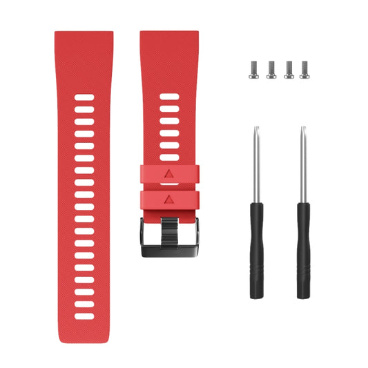 For Garmin Forerunner 35 Black Buckle Silicone Watch Band(Red) by bashfashion