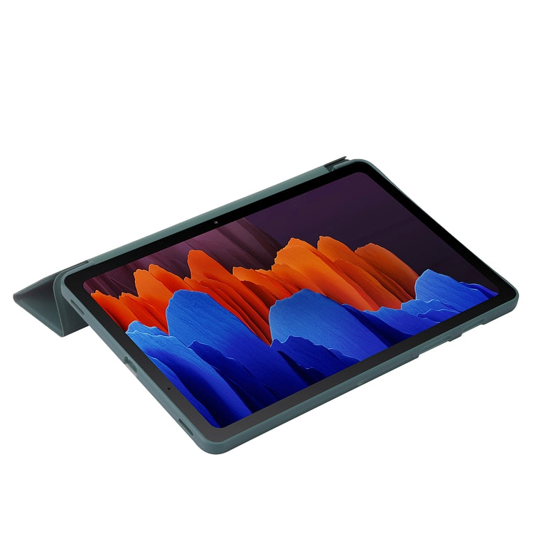 For Samsung Galaxy Tab S8+ / S7+ 3-Fold Holder Silicone Leather Tablet Case(Dark Green) by bashfashion