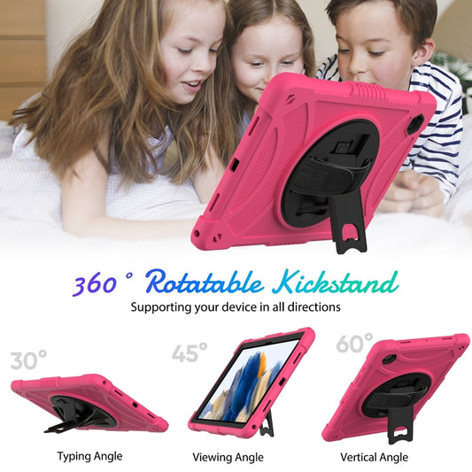 For Samsung Galaxy Tab A8 10.5 2021 Rotary Grab Silicone + PC Tablet Case(Rose Red) by bashfashion