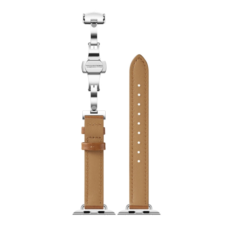Slimming Butterfly Buckle Watch Band For Apple Watch Series 9&8&7 41mm / SE 3&SE 2&6&SE&5&4 40mm / 3&2&1 38mm(Black and Black) by bashfashion