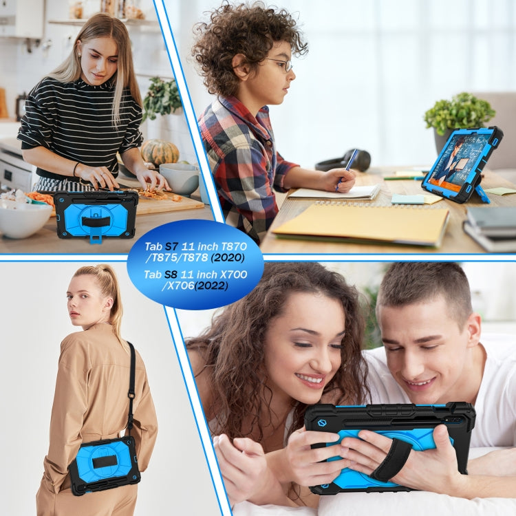 For Samsung Galaxy Tab S8 / Tab S7 Contrast Color Robot Silicone + PC Tablet Case(Black+Blue) by bashfashion