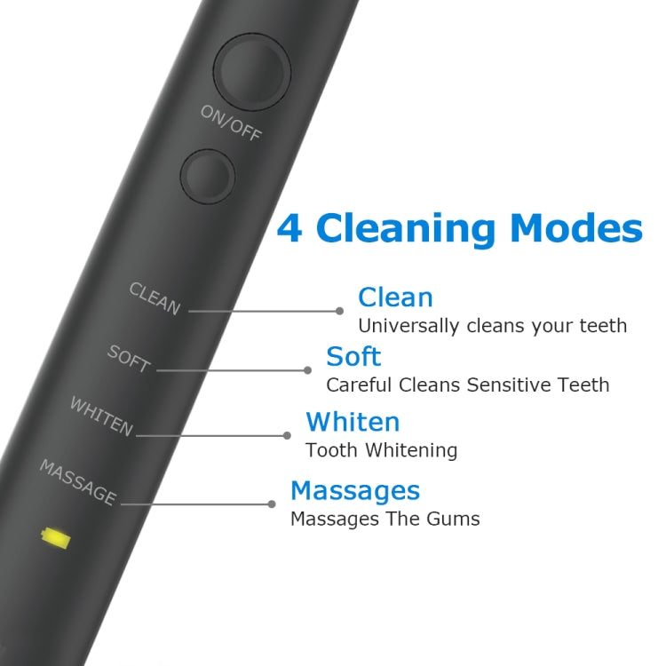 USB Charging Adults Electric Sonic Toothbrush with 8 Brush Heads(Black) by bashfashion