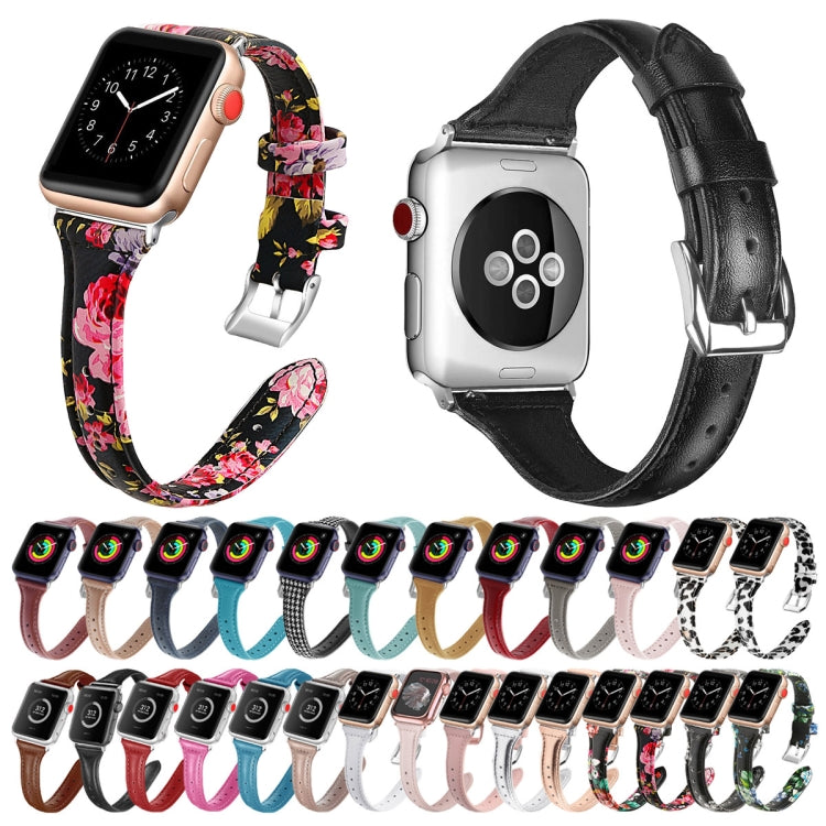 Genuine Leather Watch Band For Apple Watch Ultra 49mm / Series 8&7 45mm / SE 2&6&SE&5&4 44mm / 3&2&1 42mm(Black) by bashfashion