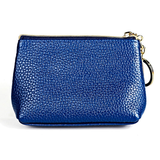 2017 Litchi Texture Genuine Leather Hand Held Small Wallet for Ladies(Sapphire Blue) by bashfashion