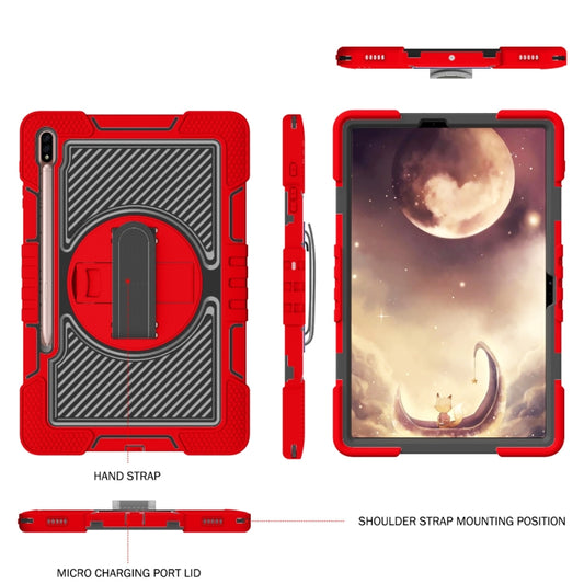 For Samsung Galaxy Tab A7 Lite 360 Degree Rotation Contrast Color Silicone + PC Tablet Case(Red+Black) by bashfashion