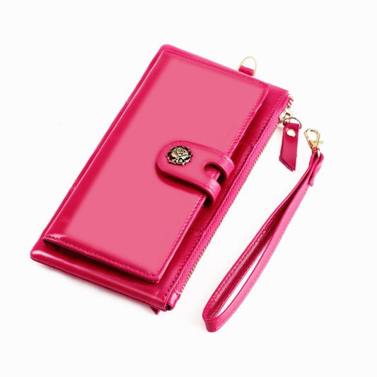 3506 RFID Anti-Degaussing Oil Wax Vintage Texture Genuine Leather Hand Held Wallet for Ladies(Rose Red) by bashfashion