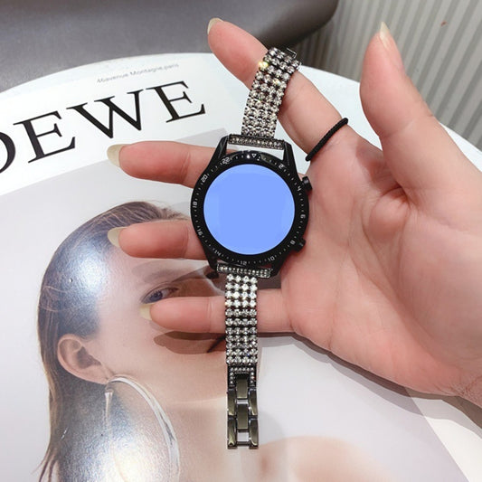 20mm Universal Four-Row Diamond Metal Watch Band(Black) by bashfashion