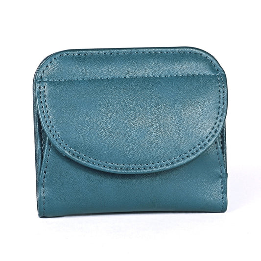 3537 Folding Short RFID Anti-Theft Genuine Leather Coin Purse for Ladies(Blue) by bashfashion