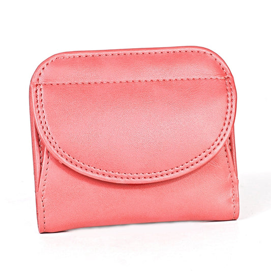 3537 Folding Short RFID Anti-Theft Genuine Leather Coin Purse for Ladies(Pink) by bashfashion