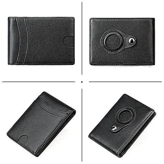 9618 Men RFID Anti-Theft Genuine Leather Wallet with Location Tracker Pocket(Black and Black) by bashfashion