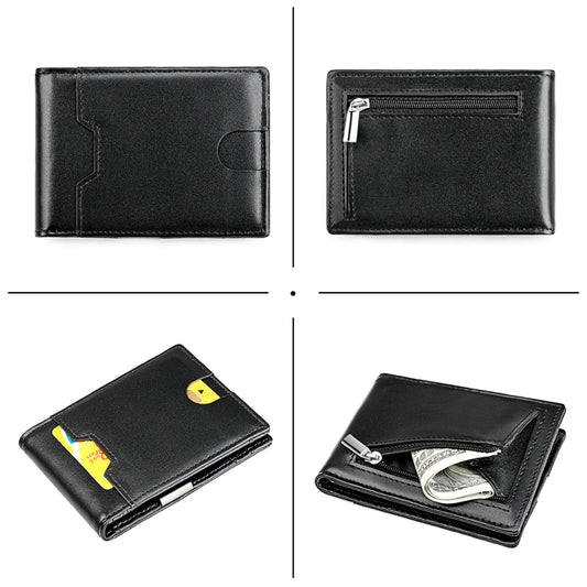 9651 Ultra-thin Two-fold RFID Anti-theft Genuine Leather Wallet For Men and Women(Black) by bashfashion
