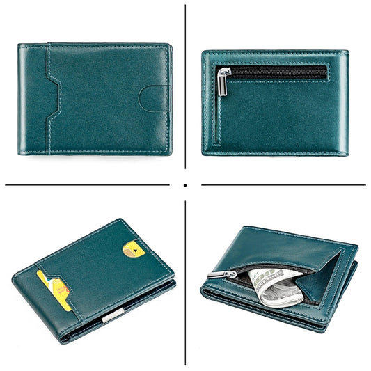 9651 Ultra-thin Two-fold RFID Anti-theft Genuine Leather Wallet For Men and Women(Blue) by bashfashion