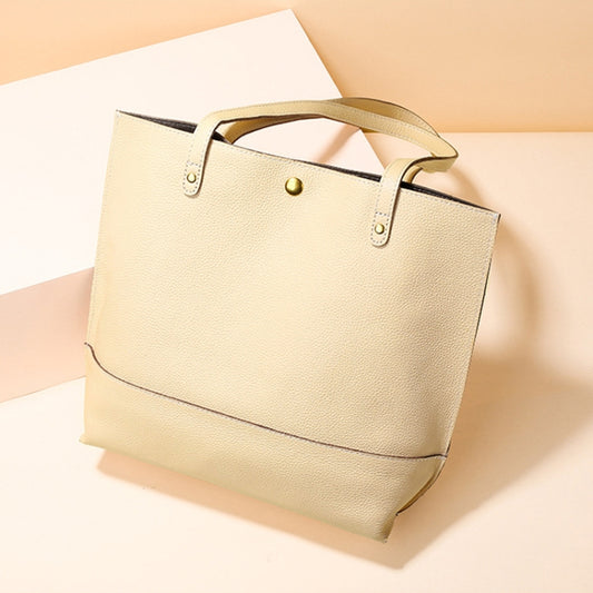 XKBN09 Genuine Leather Shoulder Bag Tote Bag for Ladies(Beige) by bashfashion