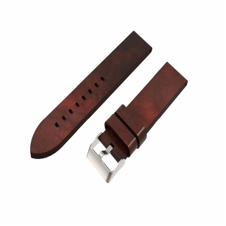 For Garmin Fenix 5S (Not Quick Release) Leather Watch Band(Coffee) by bashfashion