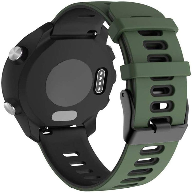 For Garmin Forerunner 245 Two-tone Silicone Watch Band(Army Green + Black) by bashfashion