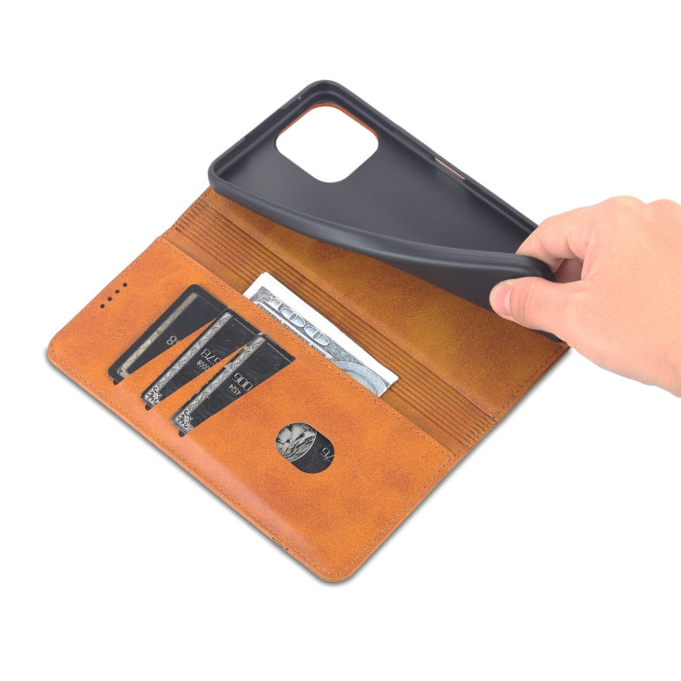 For Honor X8 / X30i AZNS Magnetic Calf Texture Flip Leather Phone Case(Light Brown) by AZNS