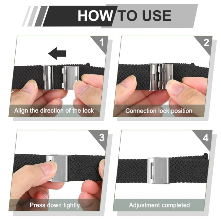 Nylon Braid Watch Band For Apple Watch Series 9&8&7 41mm / SE 3&SE 2&6&SE&5&4 40mm / 3&2&1 38mm(Black White) by bashfashion