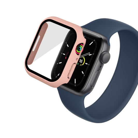 Waterproof PC+Tempered Film Watch Case For Apple Watch Series 9 / 8 / 7 41mm(Pink) by bashfashion