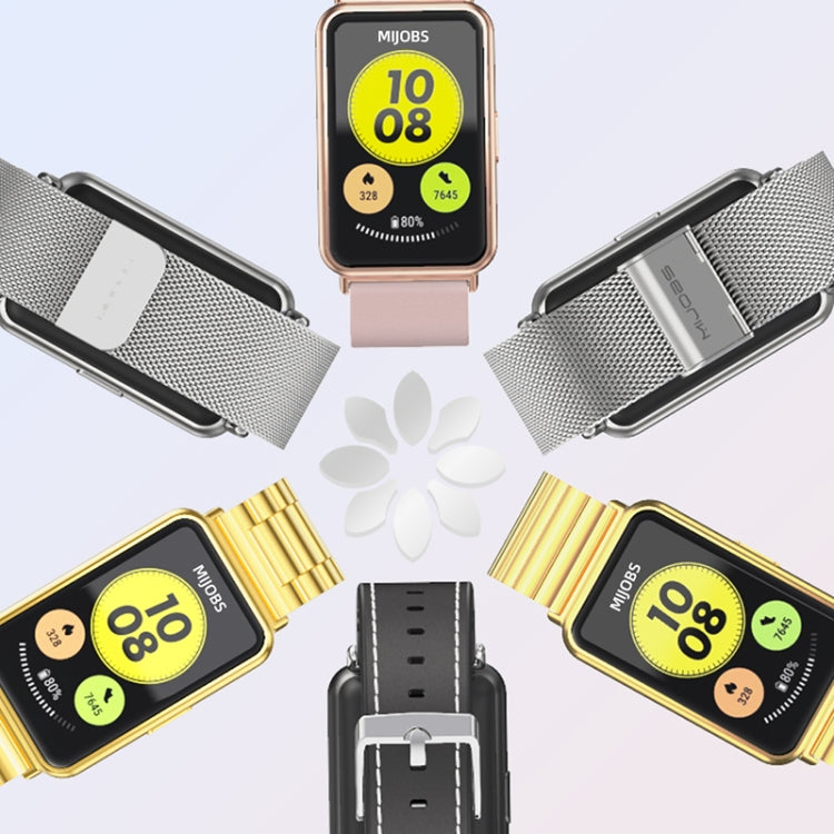 For Huawei Watch Fit Mijobs Milan Buckle Stainless Steel Watch Band(Gold) by MIJOBS