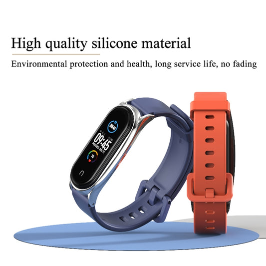 For Xiaomi Mi Band 3/4/5/6 Mijobs CS Silicone Waterproof Watch Band(White+Silver) by MIJOBS