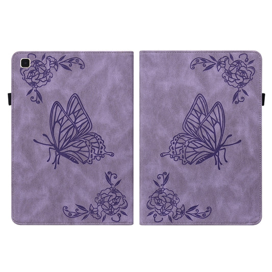 For Samsung Galaxy Tab A7 10.4 2020 SM-T500/T505 Butterfly Flower Embossed Leather Tablet Case(Purple) by bashfashion