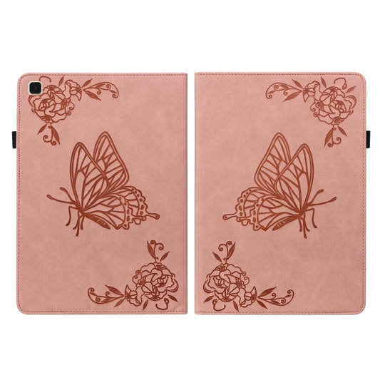 For Samsung Galaxy Tab A7 10.4 2020 SM-T500/T505 Butterfly Flower Embossed Leather Tablet Case(Rose Gold) by bashfashion